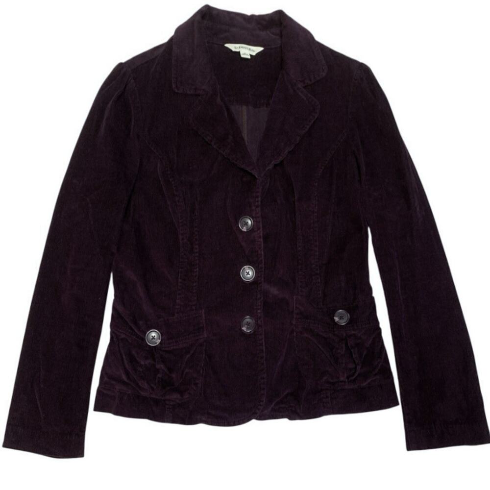 St John’s Bay Y2K Corduroy Blazer Jacket Large Plum Purple Fitted Stretch